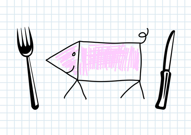 Dibujo del cerdo
 - Vector, imagen