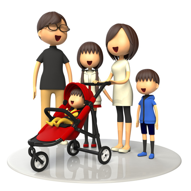 Familia y bebé buggy
 - Foto, Imagen