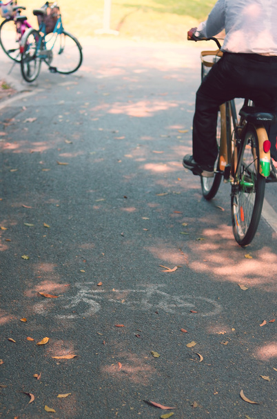 asfalt bisiklet yol işareti. boş zaman etkinlikleri - Fotoğraf, Görsel