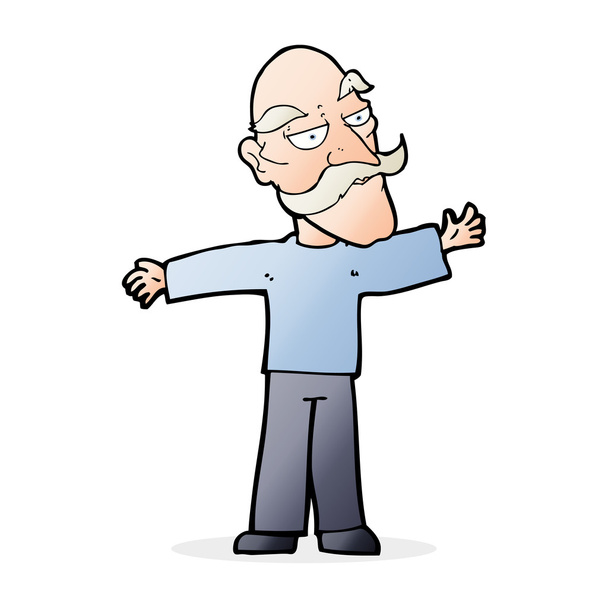 cartoon old man spreading arms wide - Vector, afbeelding