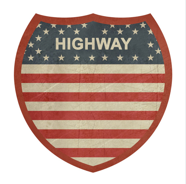 Grunge Amerikaanse interstate highway teken 2 - Foto, afbeelding