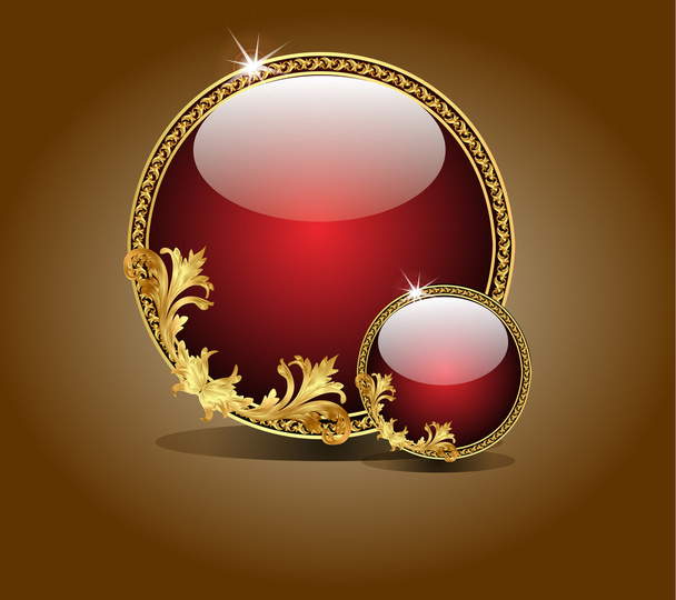 Background with gold glass balls as vector speech - Vector, afbeelding