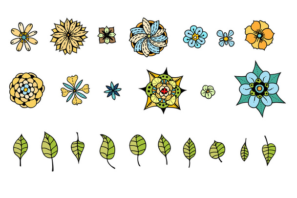 various flowers, leaves - Vetor, Imagem