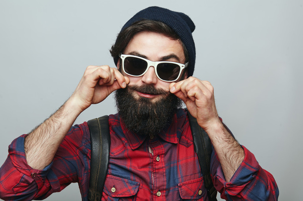 Hipster man with beard - Foto, afbeelding