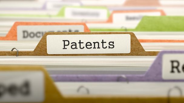Patents Concept on File Label. - 写真・画像