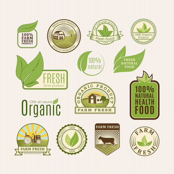 Екологічний бейдж органічна їжа
 - Вектор, зображення