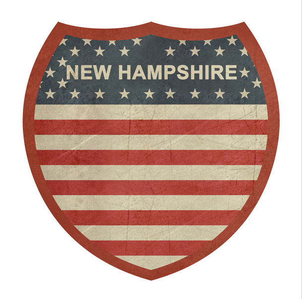 Grunge New Hampshire Amerikaanse interstate highway teken - Foto, afbeelding