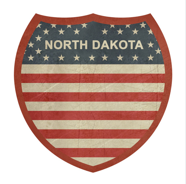 Grunge North Dakota Amerikaanse interstate highway teken - Foto, afbeelding