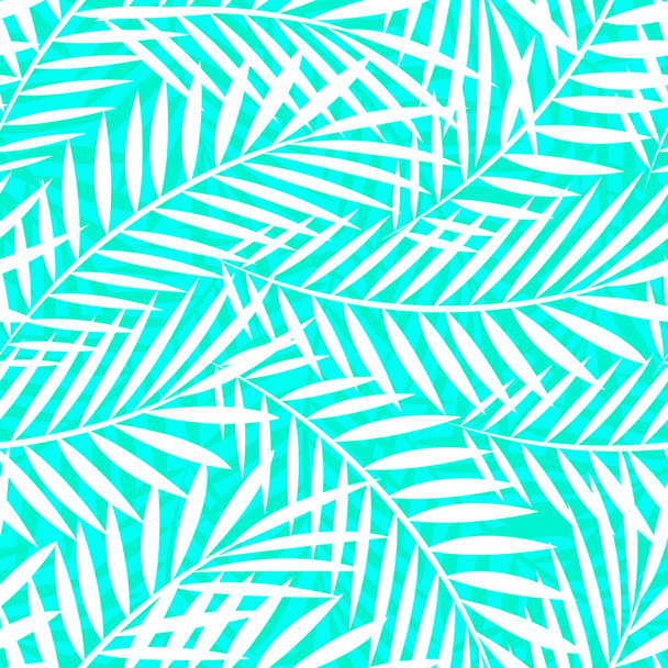 Tropikalny, białe i zielone palmy pozostawia wzór - Wektor, obraz