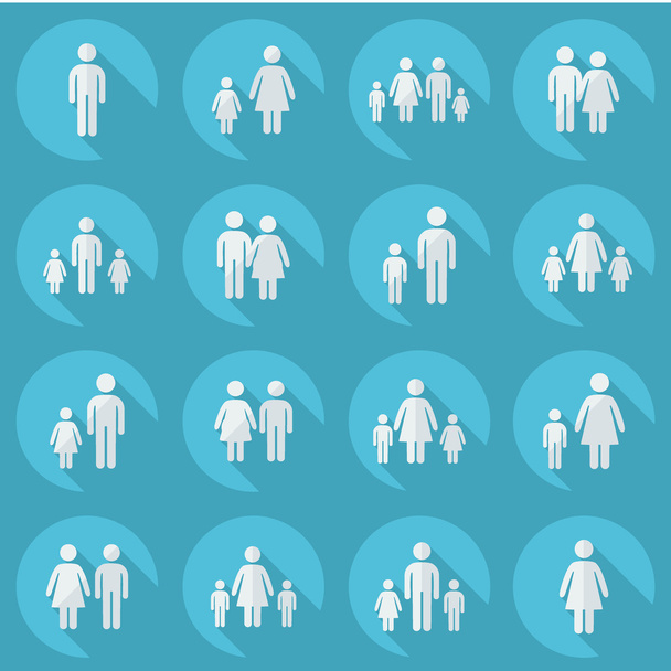 assembly set stick figures on family - Vector, Image