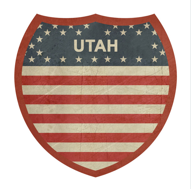 Grunge Utah American sinal rodovia interestadual
 - Foto, Imagem
