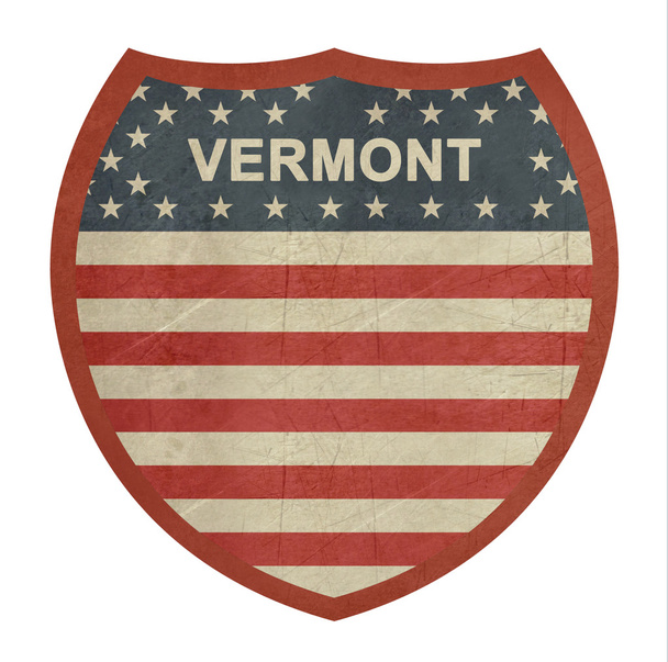 Grunge Vermont señal de carretera interestatal estadounidense
 - Foto, imagen