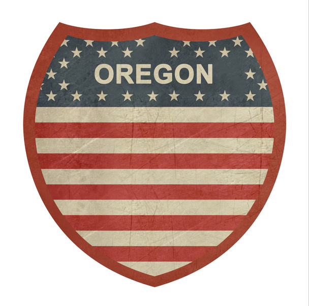 Grunge Oregon Amerikai államközi autópálya jele - Fotó, kép