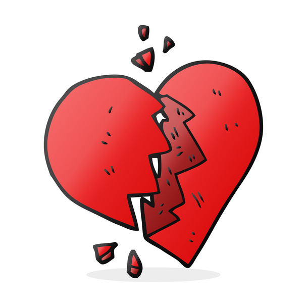 kırık kalp karikatür - Vektör, Görsel