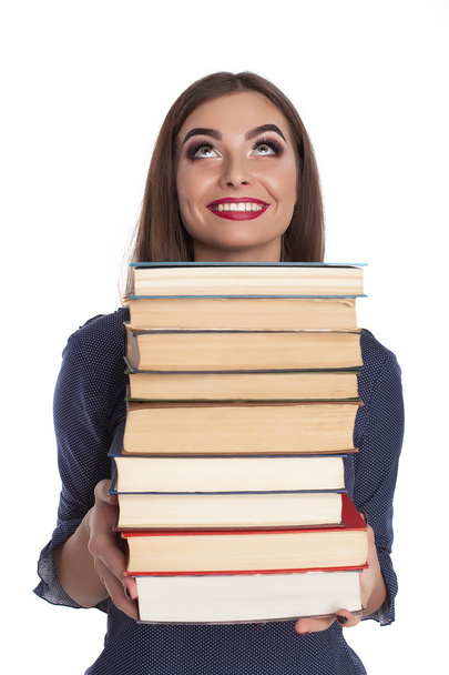Smart woman with books - Zdjęcie, obraz