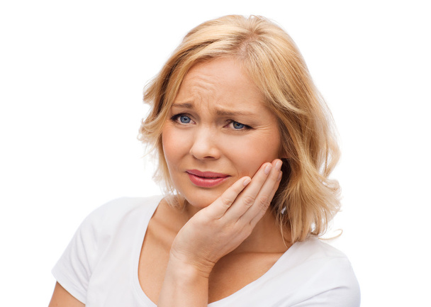 unhappy woman suffering toothache - Foto, Imagen