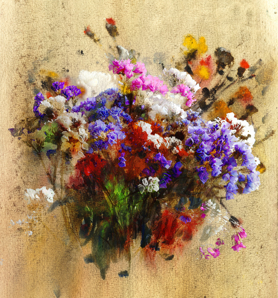 Bloemen stilleven, mixed media - Foto, afbeelding