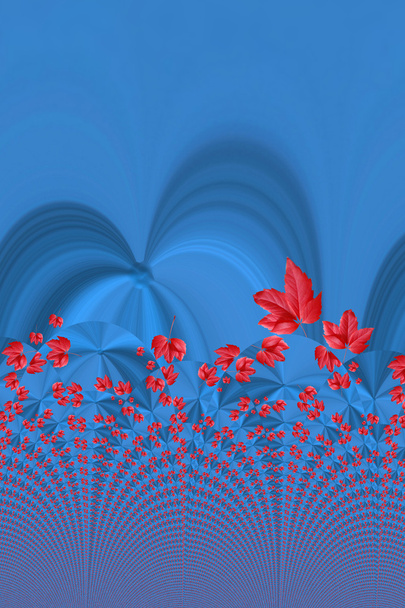 Abstrakti tyylikäs sininen tausta punaiset lehdet
 - Valokuva, kuva