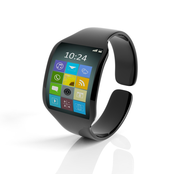 Smartwatch with apps on screen, isolated on white background. - Valokuva, kuva