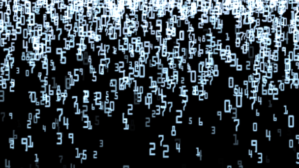 Matrix niebieski numery spadł jak na czarnym tle - Materiał filmowy, wideo