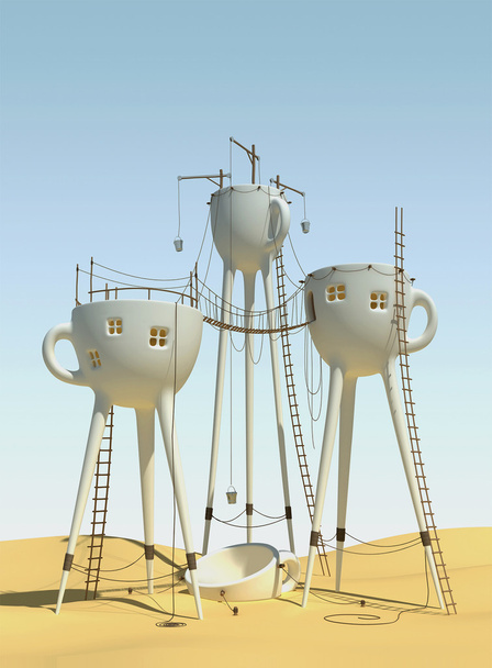 surrealistické šálky čaje - Fotografie, Obrázek