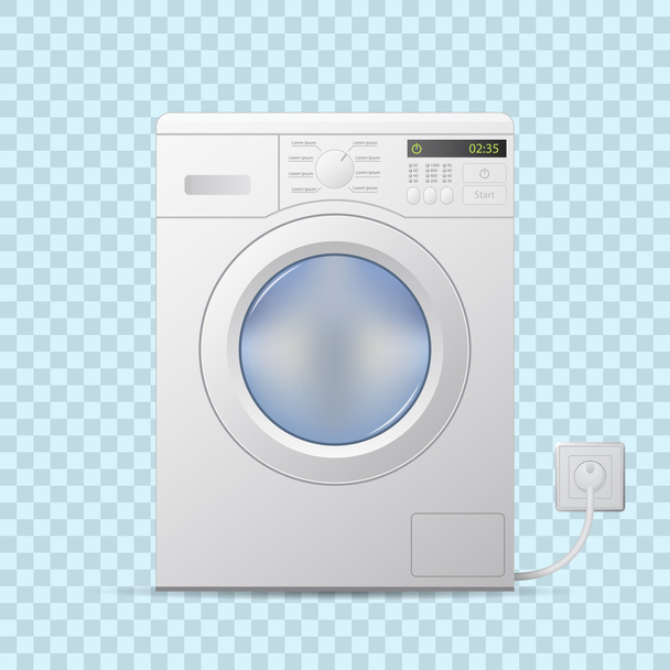 Wasmachine op transparante achtergrond. Vooraanzicht. Bewerkbare realistische vector. - Vector, afbeelding