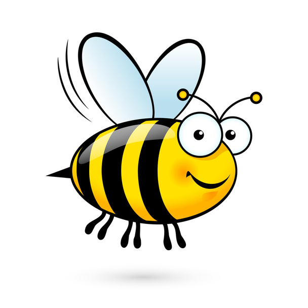 Illustration of a Friendly Cute Bee Flying and Smiling - Vector, Imagen