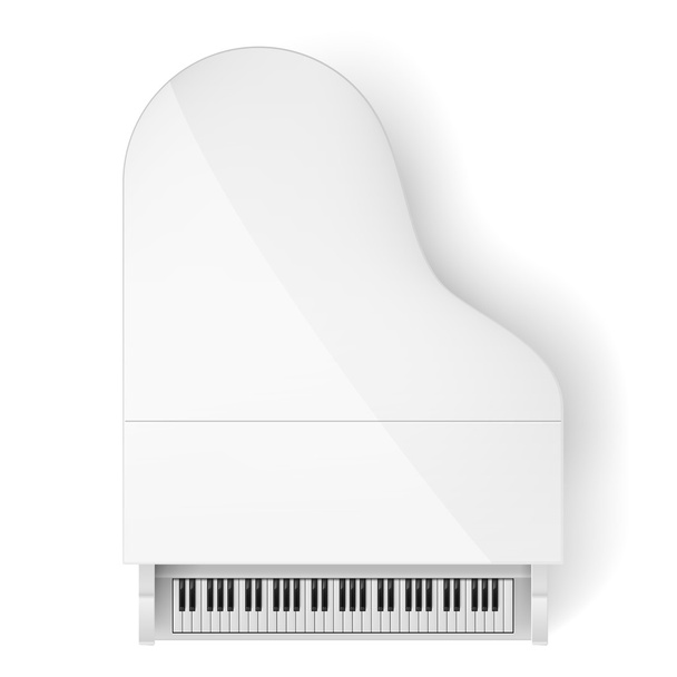 Top View of White Grand Piano on White Background - Vecteur, image