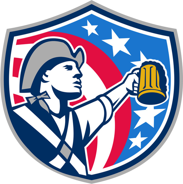 Αμερικανός πατριώτης μπύρα σκάφη κούπα ΗΠΑ σημαία Crest ρετρό - Διάνυσμα, εικόνα