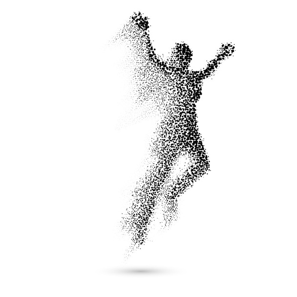 Jumping Woman From in Black Dots on White - Vector, Image