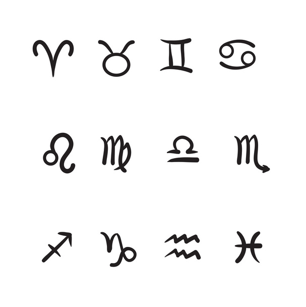 Horoscope signs hand drawn vector icon symbol illustration - Vector, Image
