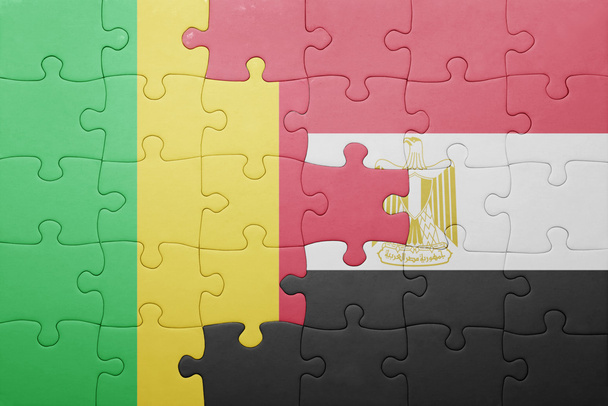 puzzle with the national flag of mali and egypt. - Foto, immagini