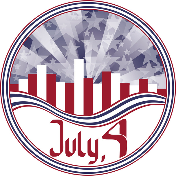 round emblem with calligraphy Fourth of July. No fonts were used - Vector, Image