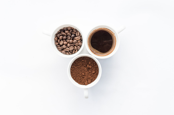 Tři poháry různých fází přípravy kávy - Fotografie, Obrázek