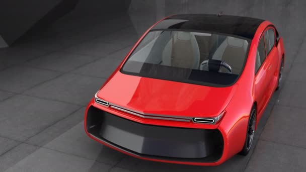 Exterior de coche eléctrico rojo con pintura de coche de alto brillo
 - Imágenes, Vídeo