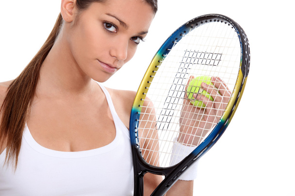 Woman with tennis racket - Foto, Bild