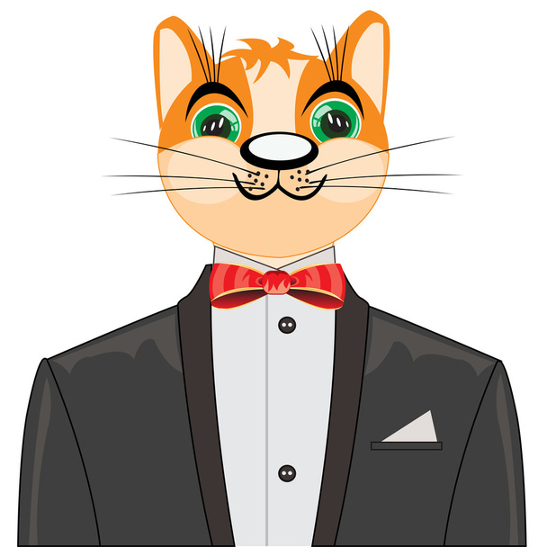 Redhead cat in suit - Vector, Image