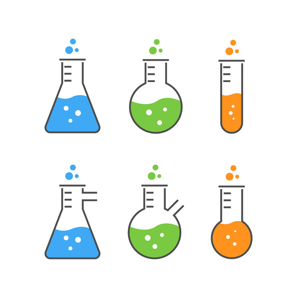 Line set of flasks for chemistry - Διάνυσμα, εικόνα