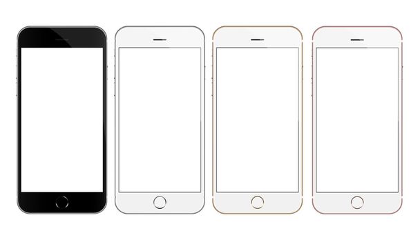 mock up phone 4 color collection set vector design isolated on white - Vector, Image