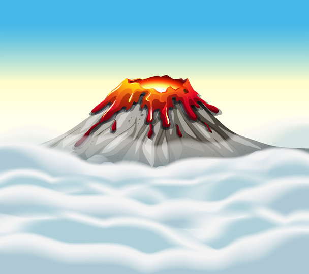 Szczyt wulkanu w niebo - Wektor, obraz