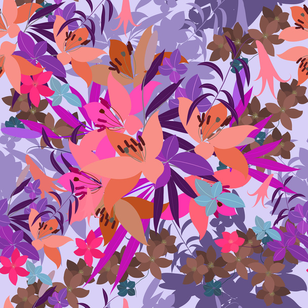 Přání s lily a Huseník květy - Vektor, obrázek