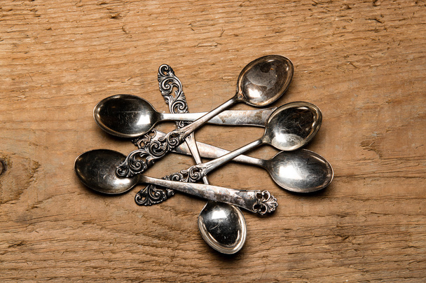 Old silver spoons - Φωτογραφία, εικόνα