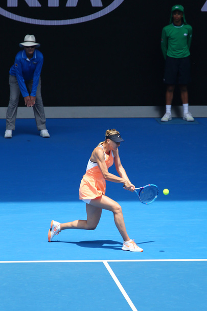 Five times Grand Slam champion Maria Sharapova of Russia in action during quarterfinal match  at Australian Open 2016 - Fotoğraf, Görsel