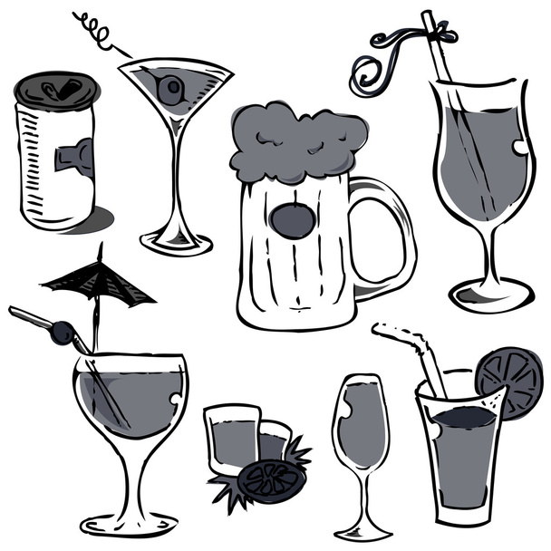 Conjunto de relva de álcool (desenho manual
) - Vetor, Imagem