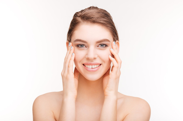 Happy woman with skincare - Foto, Imagem