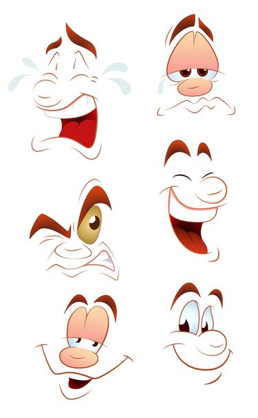 Cartoon geconfronteerd met emoties - Vector, afbeelding