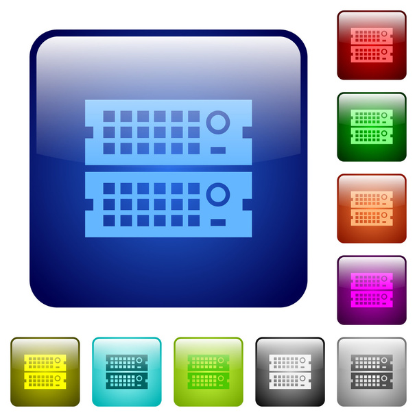 Color rack servers square buttons - ベクター画像