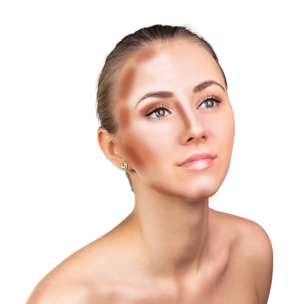 Make up woman face. Contour and Highlight makeup. - Photo, Image