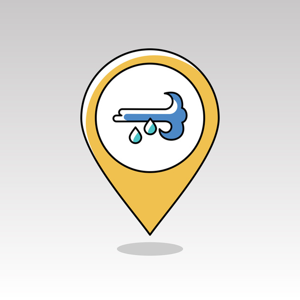 Szél eső PIN-Térkép ikonra. Meteorológia. Weather  - Vektor, kép