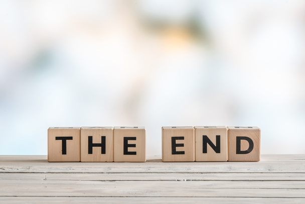 The end sign with wooden blocks - Photo, Image
